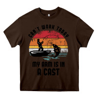 Chocolate Brown dad fishing Heavy Core Tee - artisFamous