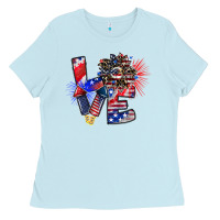 Baby Blue patriotic Love Ladies Tee - CowhideDigitalArt