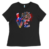 Black patriotic Love Ladies Tee - CowhideDigitalArt