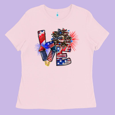 Patriotic Love Ladies Tee Designed By Cowhidedigitalart