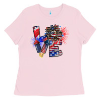 Bubblegum Pink patriotic Love Ladies Tee - CowhideDigitalArt