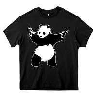 Black banksy panda Heavy Core Tee - artisFamous