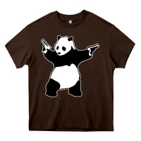 Chocolate Brown banksy panda Heavy Core Tee - artisFamous