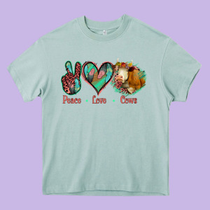 Peace Love Cows Heavy Core Tee Designed By Jasminsmagicworld
