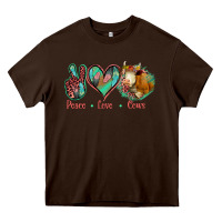 Chocolate Brown Peace Love Cows Heavy Core Tee - Jasminsmagicworld