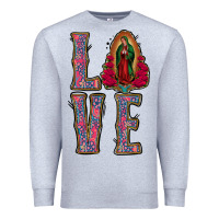 Heather Grey Love Lady Of Guadalupe Premium Sweatshirt - Jasminsmagicworld