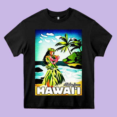 Hawaii Hula Girl Heavy Core Tee Designed By Artisfamous
