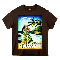 Chocolate Brown hawaii hula girl Heavy Core Tee - artisFamous