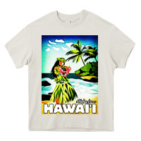 Cream hawaii hula girl Heavy Core Tee - artisFamous