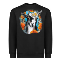 Black Daisy Goat With Background Heavyweight Sweatshirt - RanaPortraitStore