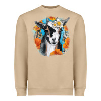 Mushroom Daisy Goat With Background Heavyweight Sweatshirt - RanaPortraitStore