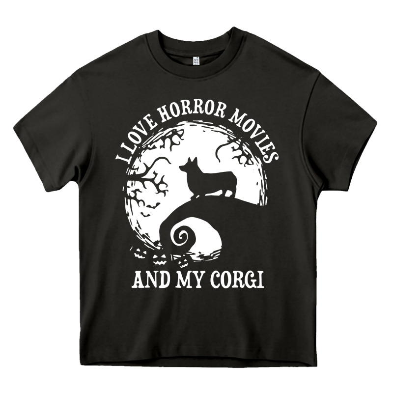 I Love Horror Movies And My Corgi Funny Corgi Heavy Core Tee by artisFamous | Teevron