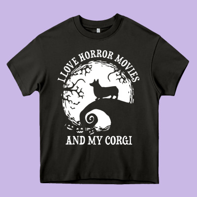 I Love Horror Movies And My Corgi Funny Corgi Heavy Core Tee Designed By Artisfamous