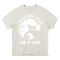 Cream i love horror movies and my corgi funny corgi Heavy Core Tee - artisFamous
