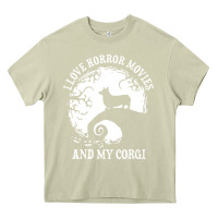 Mossy i love horror movies and my corgi funny corgi Heavy Core Tee - artisFamous
