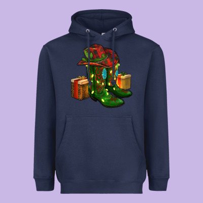 Cowboy Hat With Boots Christmas Heavyweight Hoodie Designed By Ranaportraitstore