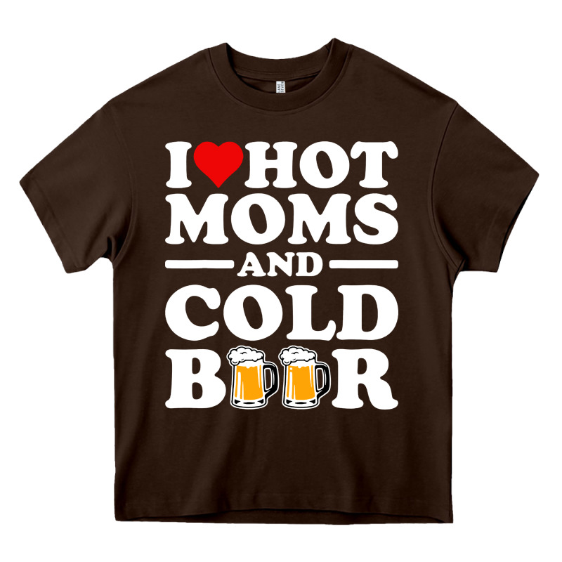 I Love Heart Hot Moms Cold Beer Funny Adult Drinking Joke Heavy Core Tee by artisFamous | Teevron