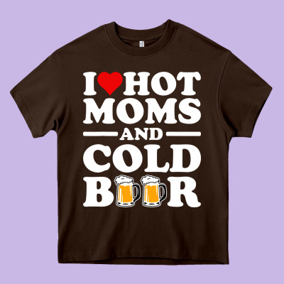 I Love Heart Hot Moms Cold Beer Funny Adult Drinking Joke Heavy Core Tee Designed By Artisfamous