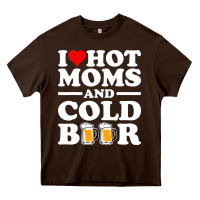 Chocolate Brown i love heart hot moms cold beer funny adult drinking joke Heavy Core Tee - artisFamous