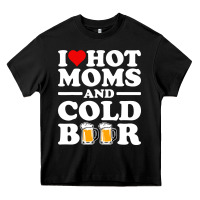 Black i love heart hot moms cold beer funny adult drinking joke Heavy Core Tee - artisFamous