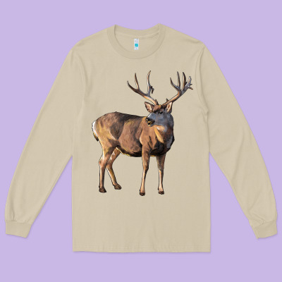 Mule Buck Deer Long Sleeve Tee Designed By Lillyallendesigns