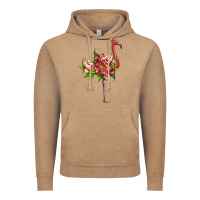 Vintage Coffee flamingo with tropical flowers Vintage Hoodie - Artiststas
