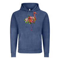 Vintage Denim flamingo with tropical flowers Vintage Hoodie - Artiststas