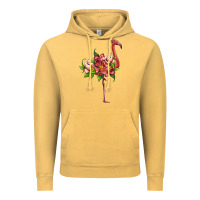 Vintage Mustard flamingo with tropical flowers Vintage Hoodie - Artiststas