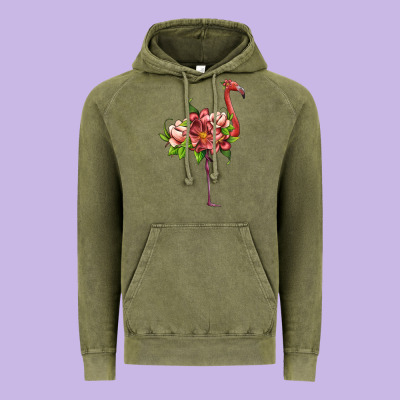 Flamingo With Tropical Flowers Vintage Hoodie Designed By Artiststas
