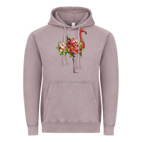 Vintage Zinc flamingo with tropical flowers Vintage Hoodie - Artiststas