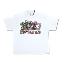 White 2023 Happy New Year Urban Heavy Tee - CowhideDigitalArt