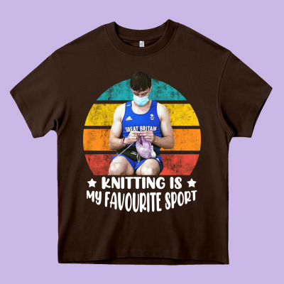 Tom Daley Knitting Is My Favourite Sport  3 Heavy Core Tee Designed By Artisfamous