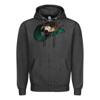 Charcoal Heather cowhide flowers cowboy hat Zipper Hoodie - Jasminsmagicworld