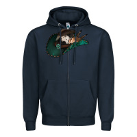 Navy cowhide flowers cowboy hat Zipper Hoodie - Jasminsmagicworld