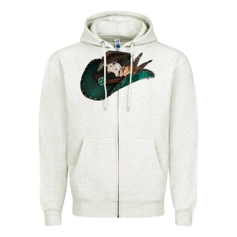 Cowhide Flowers Cowboy Hat Zipper Hoodie by Jasminsmagicworld | Teevron