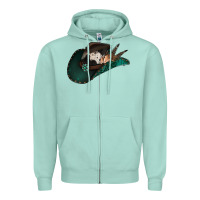 Seafoam cowhide flowers cowboy hat Zipper Hoodie - Jasminsmagicworld
