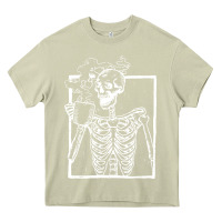 Mossy distressed skeleton vintage smiling skull drinking coffee Heavy Core Tee - artisFamous