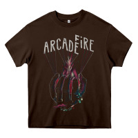 Chocolate Brown arcade fire hand Heavy Core Tee - artisFamous