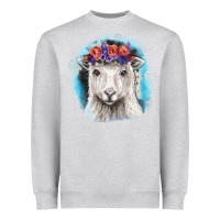 Heather Grey Sunflower Sheep With Background Heavyweight Sweatshirt - RanaPortraitStore