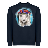 Navy Sunflower Sheep With Background Heavyweight Sweatshirt - RanaPortraitStore