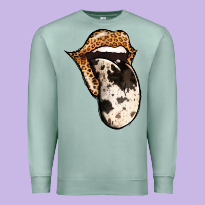 Western Leopard Cowhide Tongue Premium Sweatshirt Designed By Jasminsmagicworld