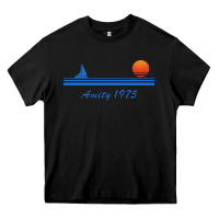 Black amity island 1975 Heavy Core Tee - artisFamous