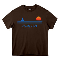 Chocolate Brown amity island 1975 Heavy Core Tee - artisFamous