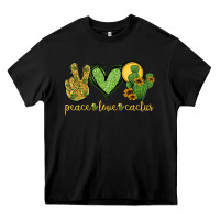 Black peace love cactus Heavy Core Tee - Jasminsmagicworld