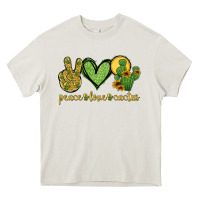 Cream peace love cactus Heavy Core Tee - Jasminsmagicworld