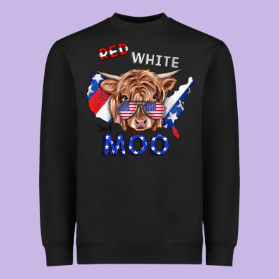 Red White And Moo Cow Heavyweight Sweatshirt Designed By Ranaportraitstore