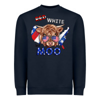 Navy Red White And Moo Cow Heavyweight Sweatshirt - RanaPortraitStore