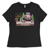 Black IWant Hippopota maps For Christmas Ladies Tee - CowhideDigitalArt