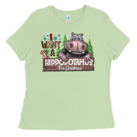 Matcha IWant Hippopota maps For Christmas Ladies Tee - CowhideDigitalArt