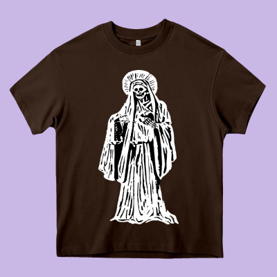 Santa Muerte Blanca Heavy Core Tee Designed By Artisfamous